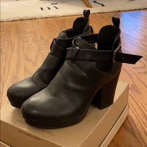 Asos black heeled ankle boots with straps
